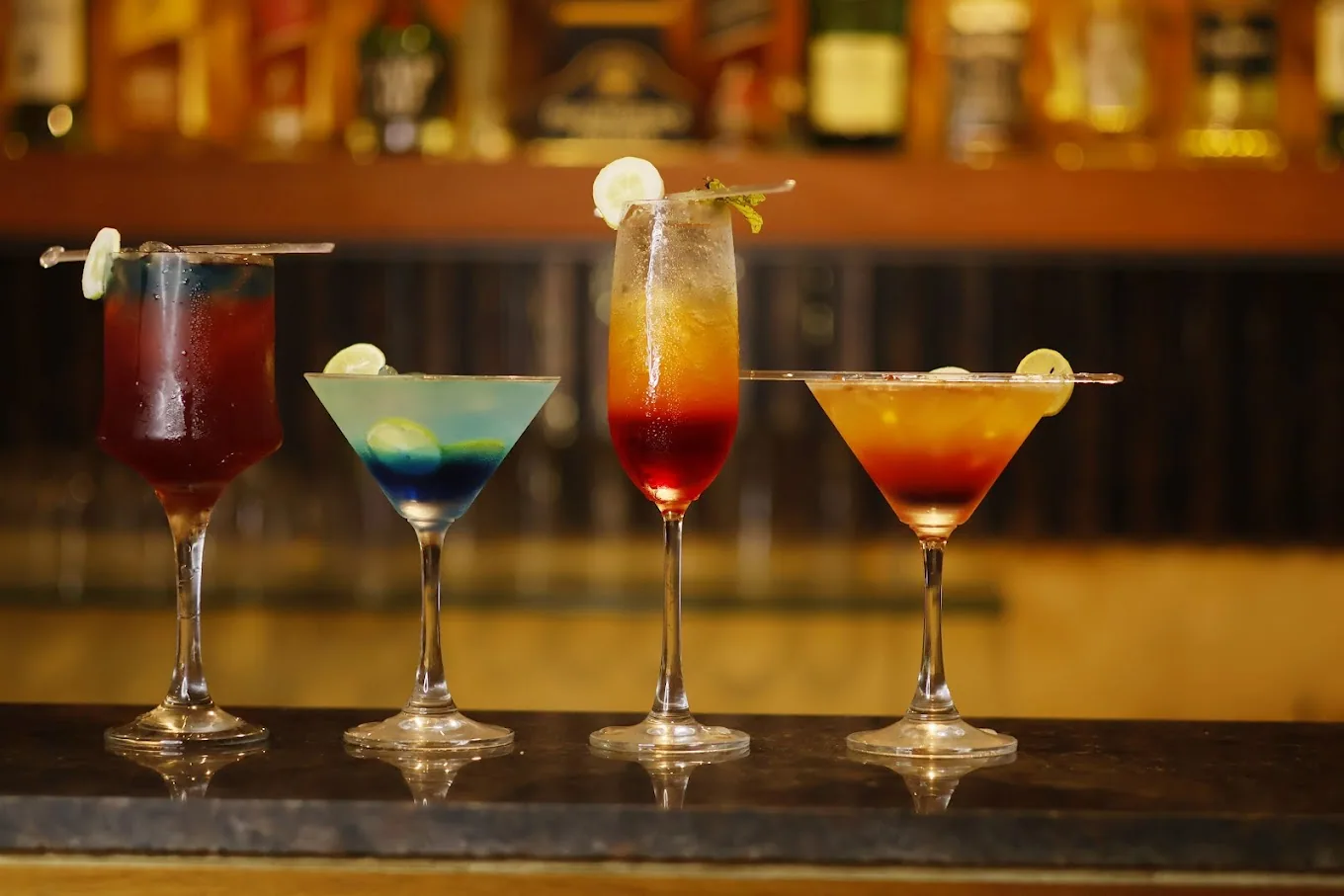 Cocktails on the bar counter