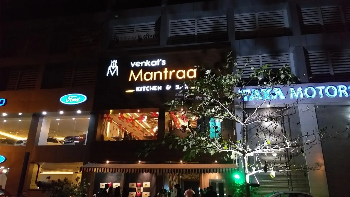 Venkat's Mantraa Kitchen & Bar at night