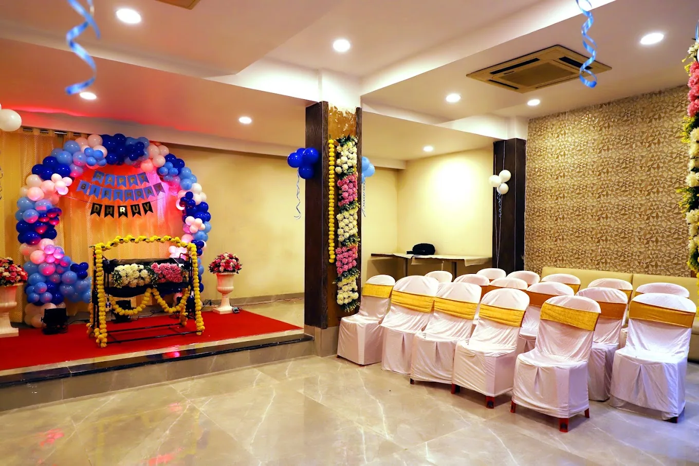 Naming-ceremony décor with balloons